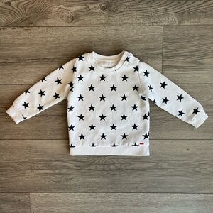 Astro Toddler Girl Long Sleeve Crewneck Sweater White & Black Stars 12-18 Months